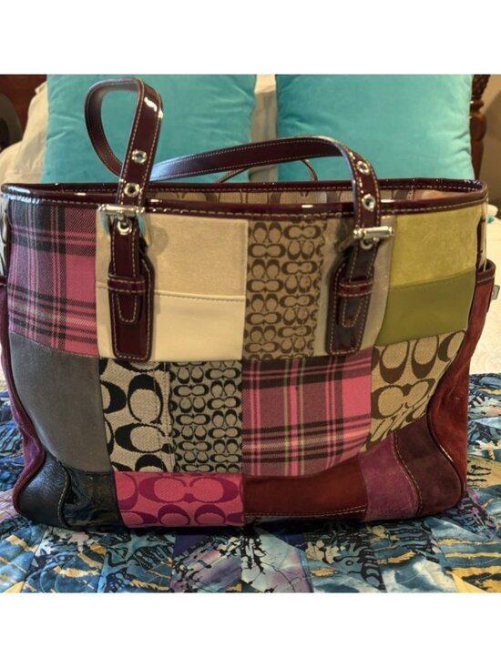 Coach Handbags - Vtg COACH Purse Legacy Rare Leather Limited Edition Patchwork Suede Tote 1437